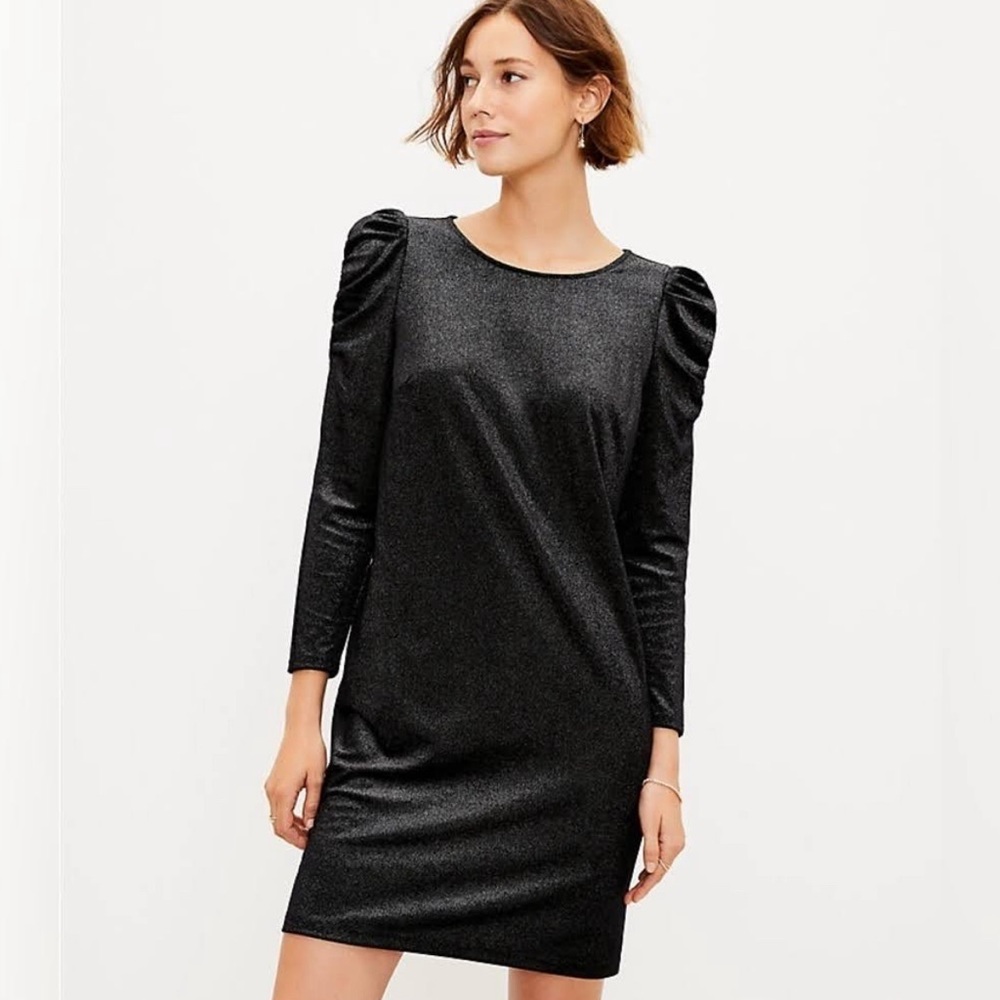 NWT Little Black Dress LBD LOFT Shimmer Party Dress,  Large Petite